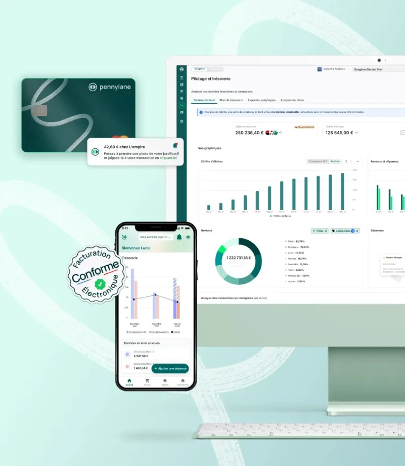 Pennylane, suivi de trésorerie sur mobile et bureau